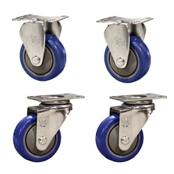 3-1/2" caster set with polyurethane wheels