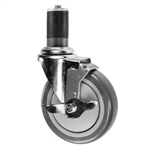 5" Expanding Stem Stainless Steel Swivel Caster with Polyurethane Tread and top lock brake