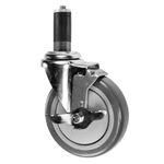 5" Expanding Stem Stainless Steel Swivel Caster with Polyurethane Tread and top lock brake
