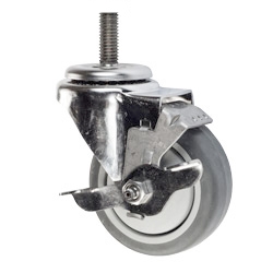 Stainless Steel Threaded Stem Swivel Caster with Thermoplastic Rubber Wheel