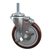 5" Stainless Steel Threaded Stem Swivel Caster with Maroon Polyurethane Tread Wheel and Brake