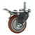 3" Threaded Stem Stainless Steel Swivel Caster with Maroon Polyurethane Tread and Total Lock