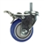 10mm Stainless Steel Threaded Stem Swivel Caster with a Blue Polyurethane Tread Wheel and Total Lock