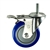 4" Stainless Steel Threaded Stem Swivel Caster with Blue Polyurethane Tread Wheel and Total Lock Brake