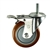 4" Stainless Steel Threaded Stem Swivel Caster with Maroon Polyurethane Tread Wheel and Total Lock Brake