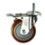 4" Stainless Steel Threaded Stem Swivel Caster with Maroon Polyurethane Tread and Total Lock Brake