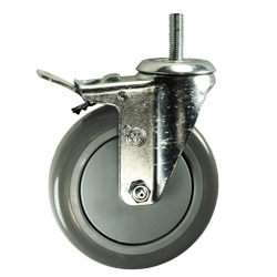 5" Stainless Steel Swivel Caster with Polyurethane Tread and Total Lock Brake