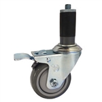 3" Expanding Stem Stainless Steel  Swivel Caster with Polyurethane Tread and Total Lock