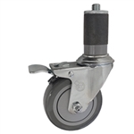 4" Expanding Stem Stainless Steel Swivel Caster with Polyurethane Tread and total lock brake