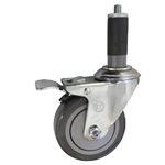 4" Expanding Stem Stainless Steel Swivel Caster with Polyurethane Tread and total lock brake