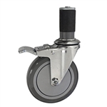 5" Expanding Stem Stainless Steel Swivel Caster with Polyurethane Tread and total lock brake