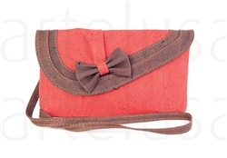 Cork Pochette - orange with brown chocolate lace