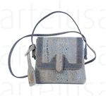 Light blue shoulder strap cork pochette - dark blue