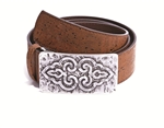 Ladies Cork Belt with Fantasy Buckle Brown