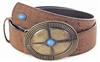 Brown Cork Belt with Oval Buckle blue stone