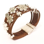 Cork Bracelet with lot of daisies 6 strands