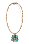Cork neclace with blue stone flower
