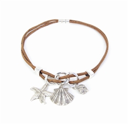 Sea Star and Shells Crown Cork Necklace