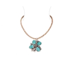Blue Flower Cork Silver Necklace