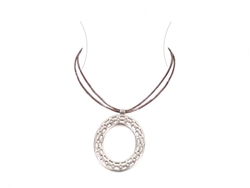 Oval Cork Silver Necklace