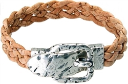 Cork plaited Bracelet with belt buckle natural