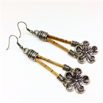 Cork  Earrings Long Long Flower