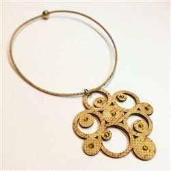 Cork Necklace gold Compass with diamontes