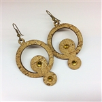 Cork Pendant Earrings Gold Wave