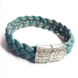 Cork Bracelet Blue with diamonte clasp