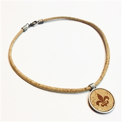 Cork necklace With Fleur de Lis