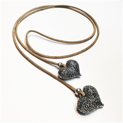 Cork Necklace/Belt 2 Hearts Natural