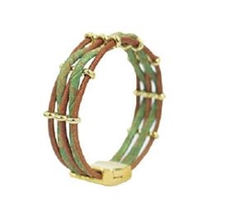 5 Strand Cork Bracelet Green