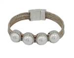 Cork Silver Bracelet 4 Pearl