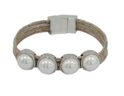 Cork Silver Bracelet 4 Pearl