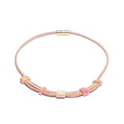 Cork necklace w/ pink ceramic stones