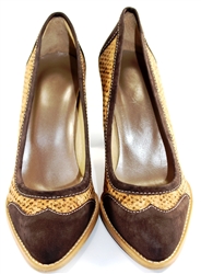 Cork Ladies Heels with genuine leather and gold pattern cork