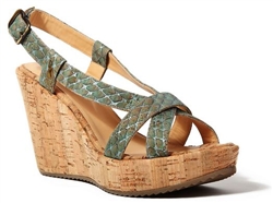 Wedges Natural Cork with Blue/Silver Fishcale Pattern straps