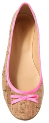 Ballerinas Natural Cork Neon Pink trim