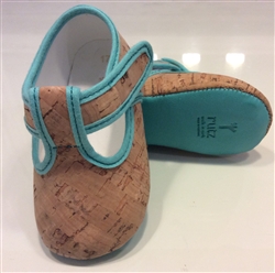 Baby Sandals Natural Cork/Blue trim