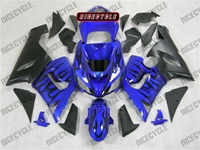 Kawasaki ZX6R Black Flame on Blue Fairings