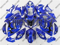 Suzuki GSX-R 1300 Hayabusa Black Tribal on Blue Fairings