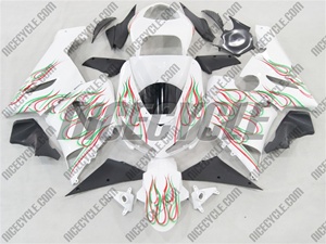 Kawasaki ZX6R Red/Green Dual Flame Fairings