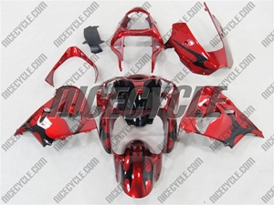 Kawasaki ZX9R Candy Red Tribal Fairings