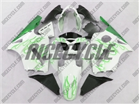 Kawasaki ZX12R White/Green Flames Fairings