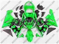 Kawasaki ZX6R Black Tribal on Green Fairings