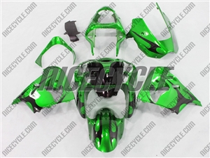 Kawasaki ZX9R Metallic Green Tribal Fairings