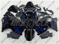 Suzuki GSX-R 1300 Hayabusa Blue Airbrush on Black Fairings