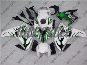 Honda CBR1000RR White/Green Flame Fairings