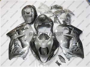 Suzuki GSX-R 1300 Hayabusa Silver Black Airbrush Fairings