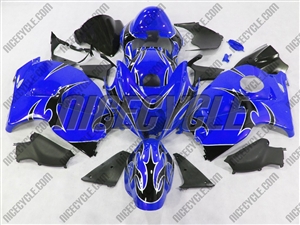 Black Tribal on Blue Suzuki GSX-R 1300 Hayabusa Fairings